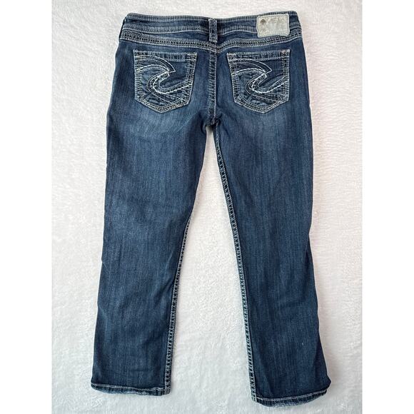 Silver Jeans Twisted Capri Women Size 29 Thick Stitch Dark Wash Stretch Denim - Picture 9 of 10